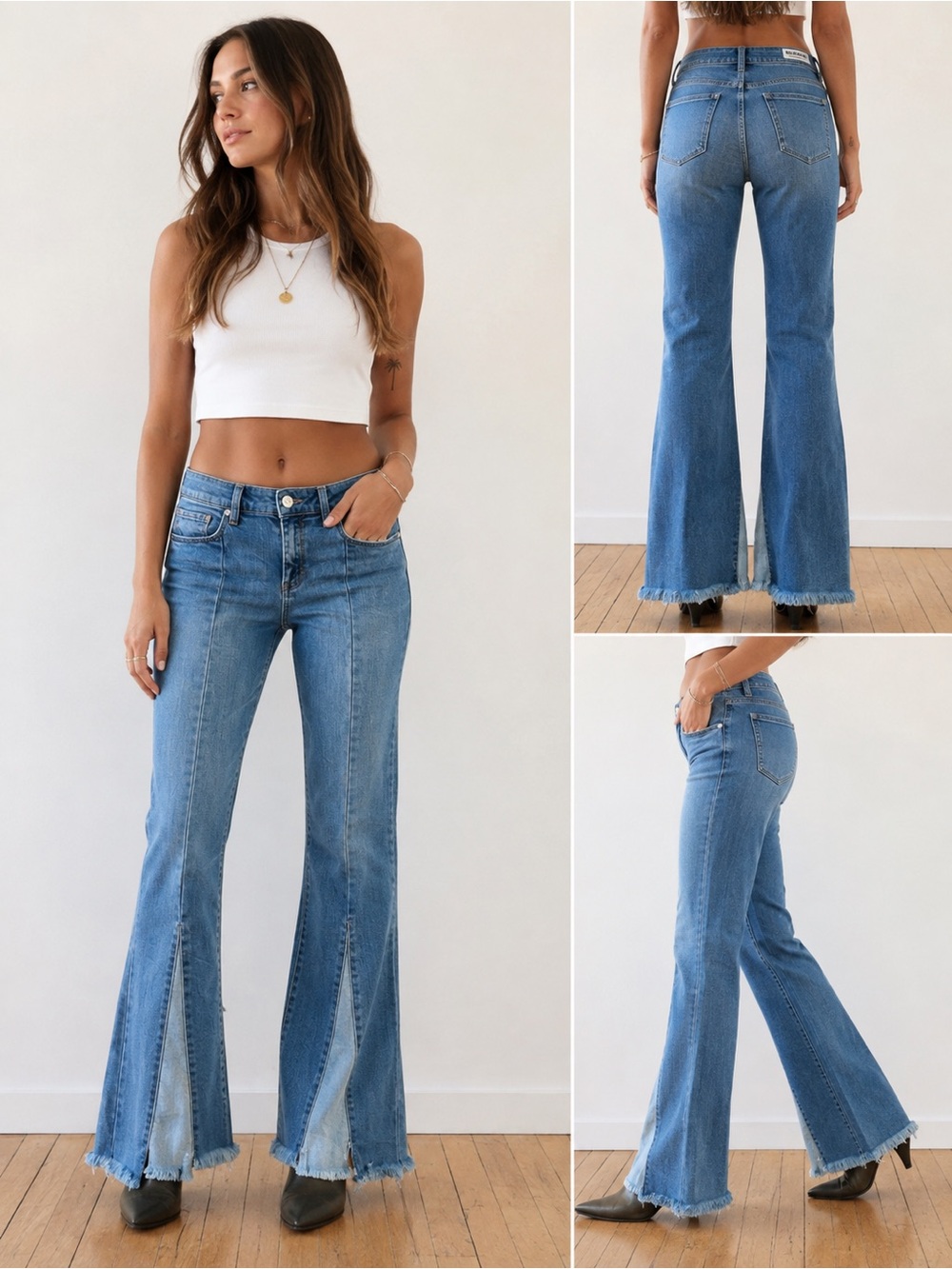 William Rast Blue Split-Front Flare Jeans